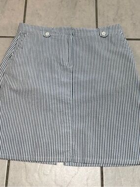 Striped Blue and White Seersucker Skirt